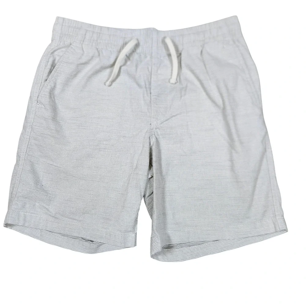 Old Navy Mens‎ Medium Tall Striped Drawstring Shorts Gray White Casual Summer